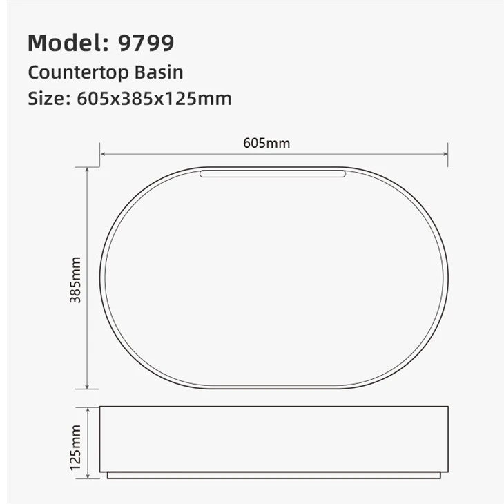 Oval Ceramic Countertop Basin for Home & Commercial Use